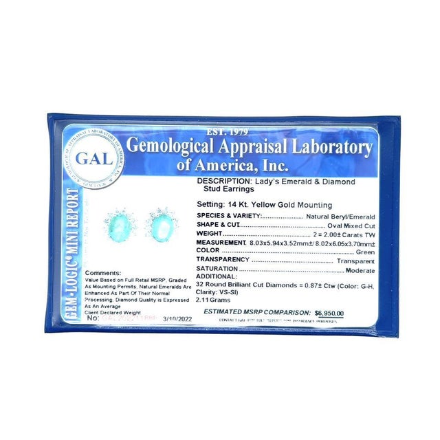 Natural Emerald Diamond Earrings 14k Gold 2.87 TCW Certified For Sale In New York - Image 6 of 9