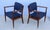Wood 1960's Walnut Armchairs With Blue Leather Upholstery - A Pair For Sale - Image 7 of 12