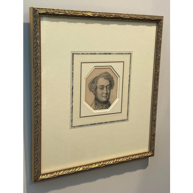 Pair of Framed 1820s English Portrait Drawings of Men For Sale - Image 4 of 11