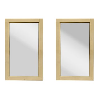 1980s Pair of Lacquered Parchment Modernist Mirrors For Sale