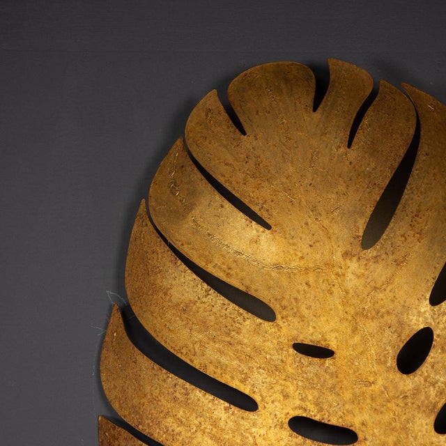 Gold Vintage Spanish Leaf Wall Lights, 1970, Set of 6 For Sale - Image 8 of 11