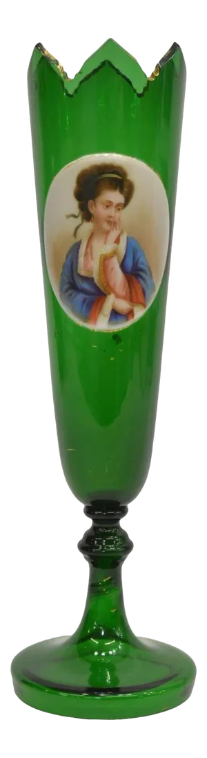 19th Century Bohemian Moser Gilded Green Art Glass Vase