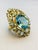 Bochic "Orient" Natural AquaMarine & Blue Topaz Ring Set In 18K Gold Plating For Sale - Image 9 of 10