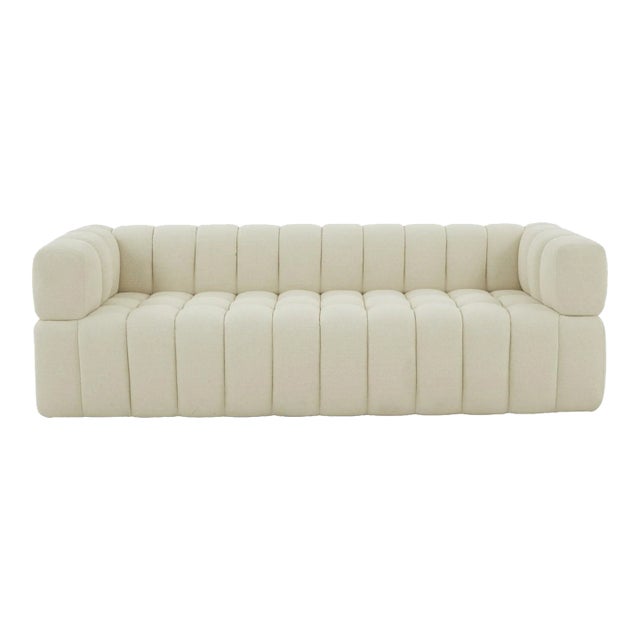 Calyna Channel Tufted Boucle Sofa - Cream For Sale