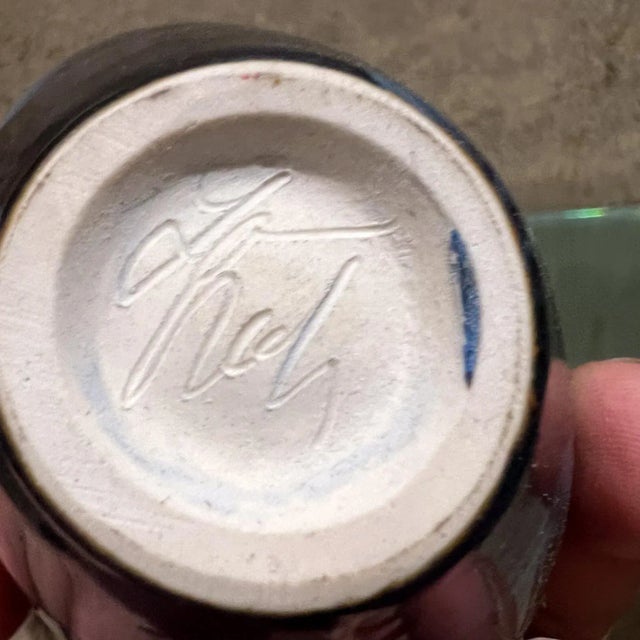 1970s Psychedelic Art Pottery Crystalline Vase Louis Reding For Sale - Image 4 of 12