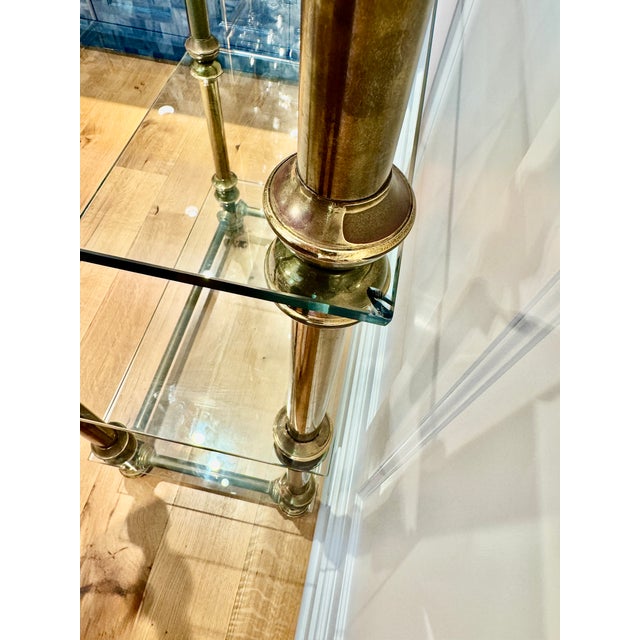 Mid 20th Century Mid-Century Brass Glass Étagère Bookcase Display For Sale - Image 5 of 17