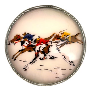 Mid Century Equestrian Silverplate Tray For Sale
