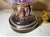Mid 20th Century Brutalist Derflingher Style Blackened Copper Iridescent Caged Glass Hurricane Lamp For Sale - Image 9 of 12