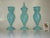 Mid 19th Century Vases Victorian Mantel 3-Pc. Set Bristol Glass Blue Opalescent Hand-Painted Floral Enamel For Sale - Image 11 of 12
