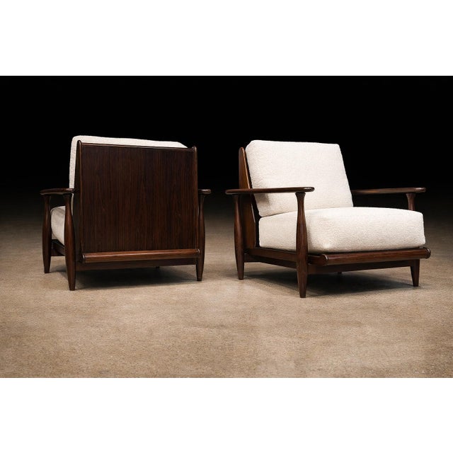 Pair of Armchairs in Brazilian Rosewood & Bouclé by Liceu de Artes, 1960s – Lot 218 For Sale In New York - Image 6 of 13