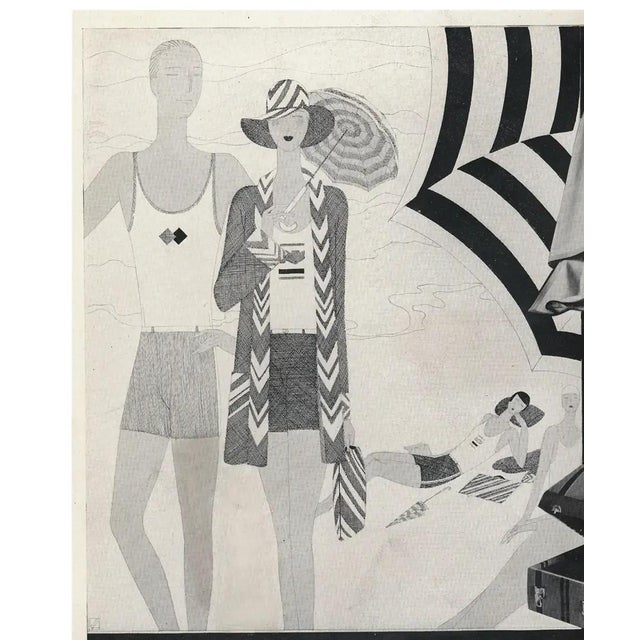 Contemporary 1929 Original French Hermès Beach Fashion Print For Sale - Image 3 of 4