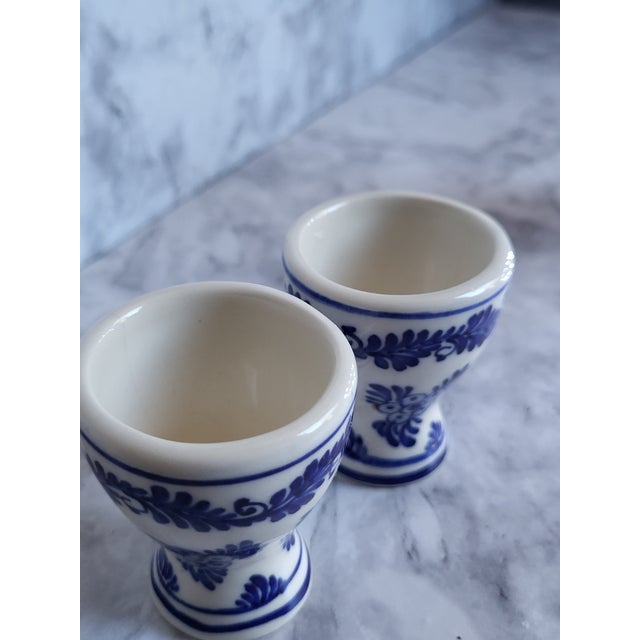 Mid-Century Modern 1950s Handpainted Delft Porcelain Egg Cups - a Pair For Sale - Image 3 of 8