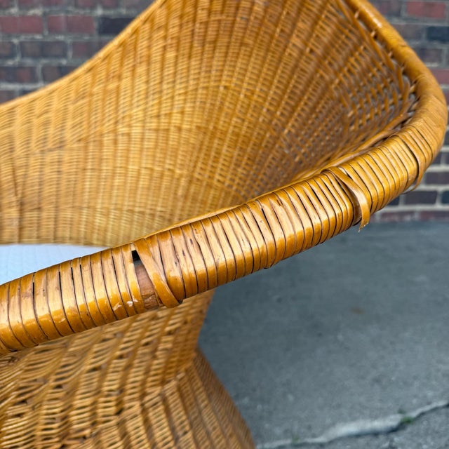 McGuire Sculptural Rattan Lounge Chair, 1970s – High Back Wicker For Sale - Image 9 of 11