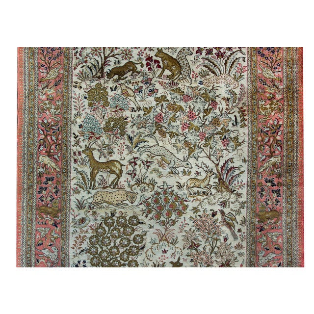 Textile Mid-20th Century Persian Silk Qum Rug For Sale - Image 7 of 15