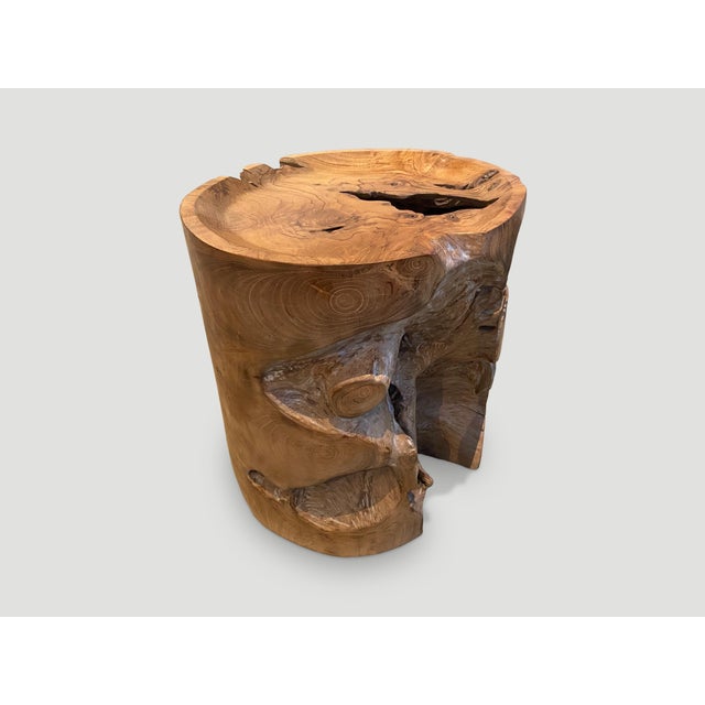 2010s Andrianna Shamaris Organic Natural Teak Wood Tray Side Table For Sale - Image 5 of 6