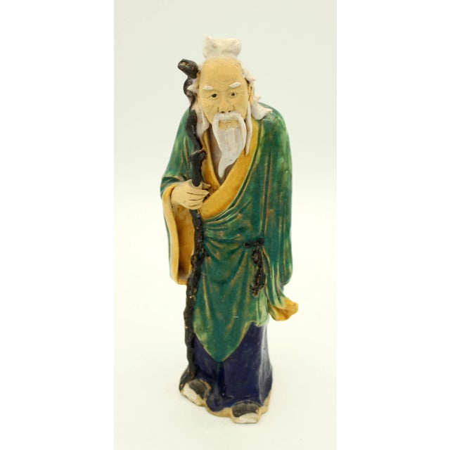 Late 19th Century 1892-1904 Chinese Elder Figure With Staff For Sale - Image 5 of 5