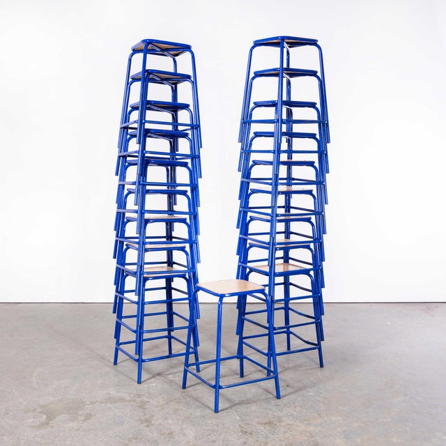 French Bright Blue Laboratory Stools, 1970s, Set of 4 For Sale - Image 18 of 18