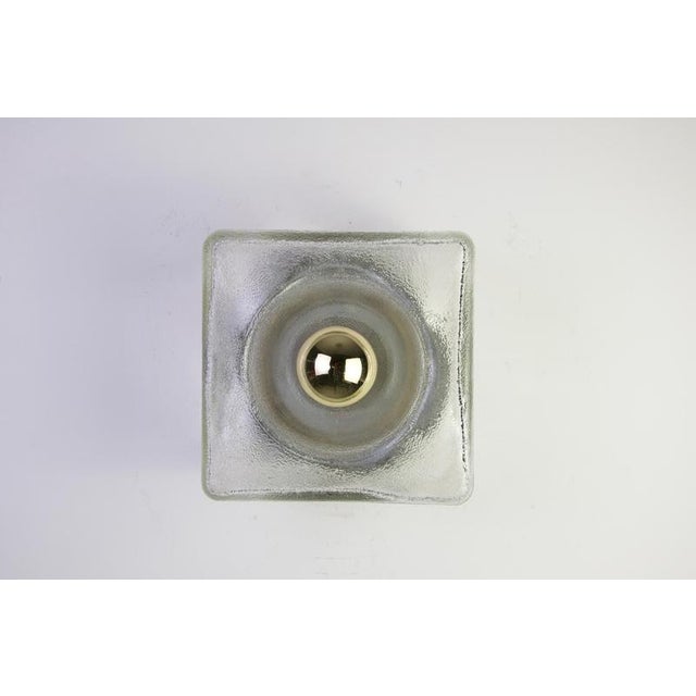 Murano glass flush mount or wall lamp, italy, 1960s. This expressive vintage light features a thick square glass shade...