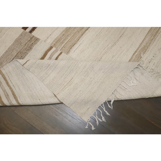 Turkish Vintage White Brown Turkish Kilim - 9'3" x 11'3" For Sale - Image 3 of 10