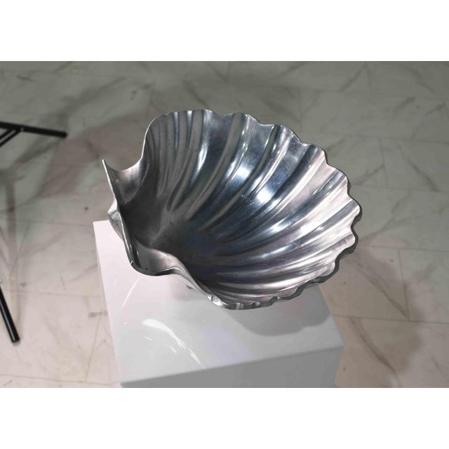 Coastal Polished Aluminum Decorative Clamshell Bowl Catchall For Sale In Chicago - Image 6 of 13