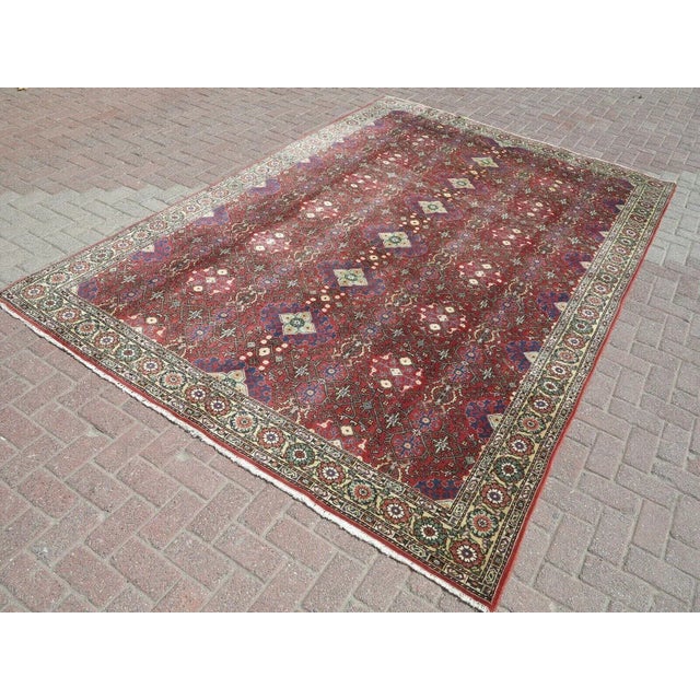 Vintage Hand Knotted Turkish Hereke Rug - 115" X 144" For Sale - Image 12 of 12