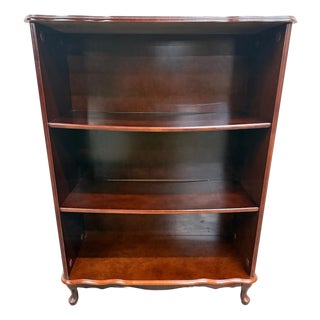 Vintage Queen Anne Style Mahogany Bookshelf Bookcase For Sale