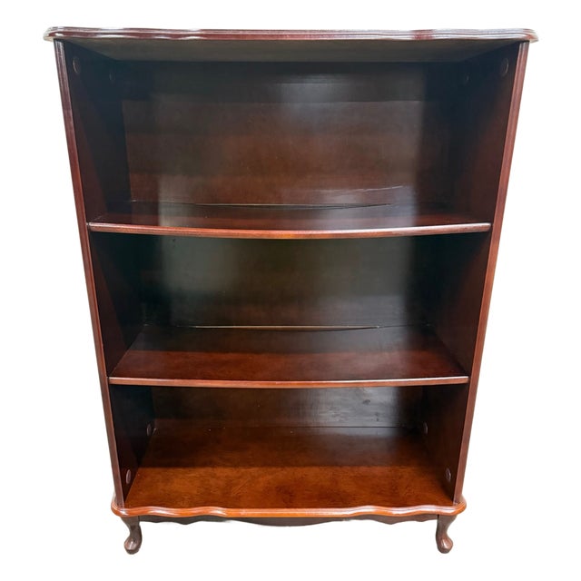 Vintage Queen Anne Style Mahogany Bookshelf Bookcase For Sale