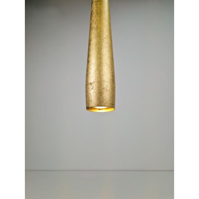 Conical Gold Line Pendant Lamp from Panzeri, Italy, 1990s For Sale - Image 4 of 10