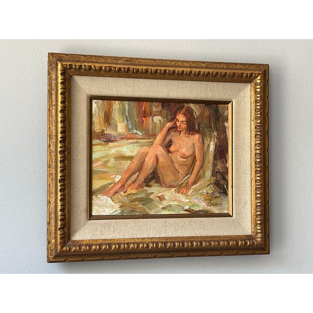 Vintage Nude Oil Painting in Dappled Impasto Framed For Sale - Image 4 of 12