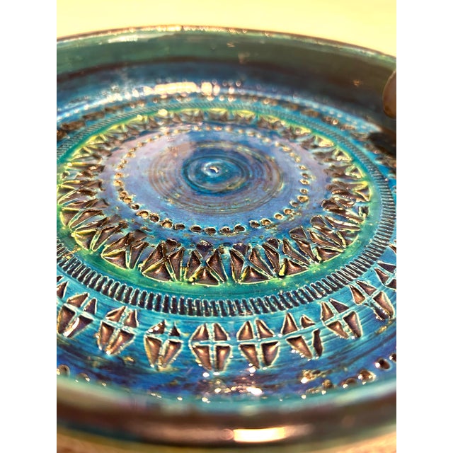 Ceramic 20thC MCM Italian Aldo Londi for Bitossi Rimini Blue Large Ceramic Ashtray Catchall Trinket Dish For Sale - Image 7 of 8