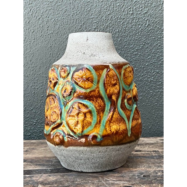 Vintage MCM West German Glazed Ceramic Vase For Sale - Image 11 of 12