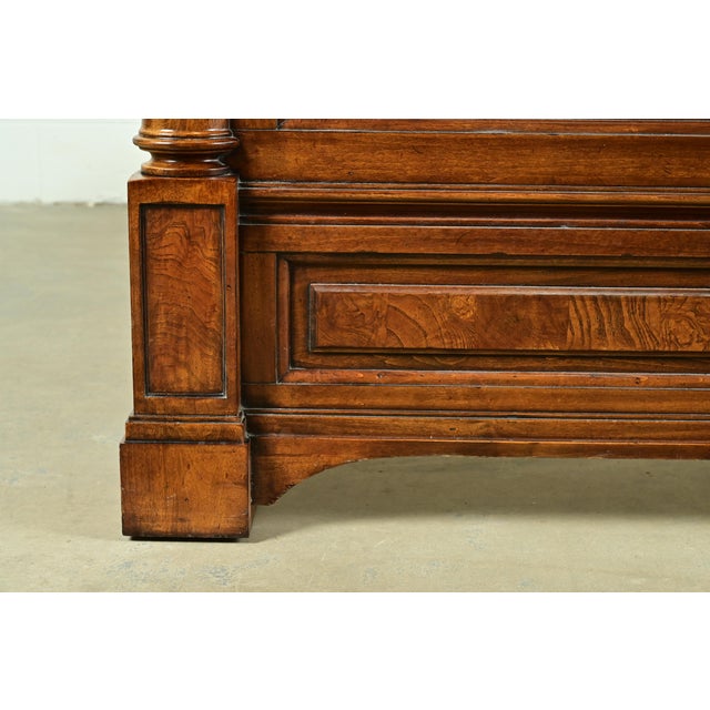 Ethan Allen French Louis Philippe Burl Wood Queen Size Bed For Sale - Image 10 of 12