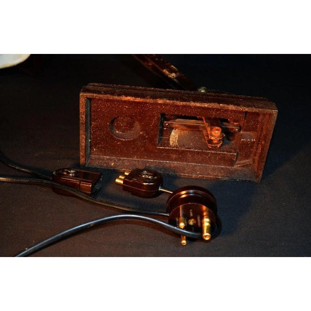Industrial Bronze Articulated Desk Lamp with Enamel Trough Shade, 1930s For Sale - Image 10 of 13