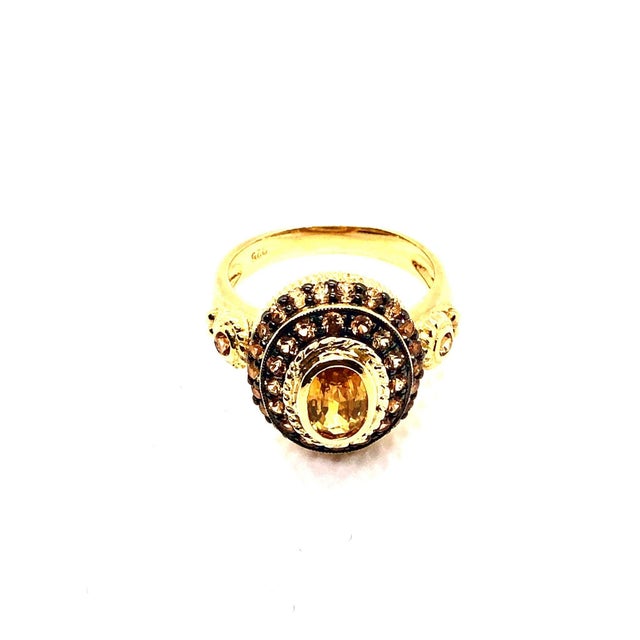 Bochic "Orient" Vintage Fancy Yellow Sapphire Ring Set In 18K Gold & Silver For Sale - Image 13 of 18