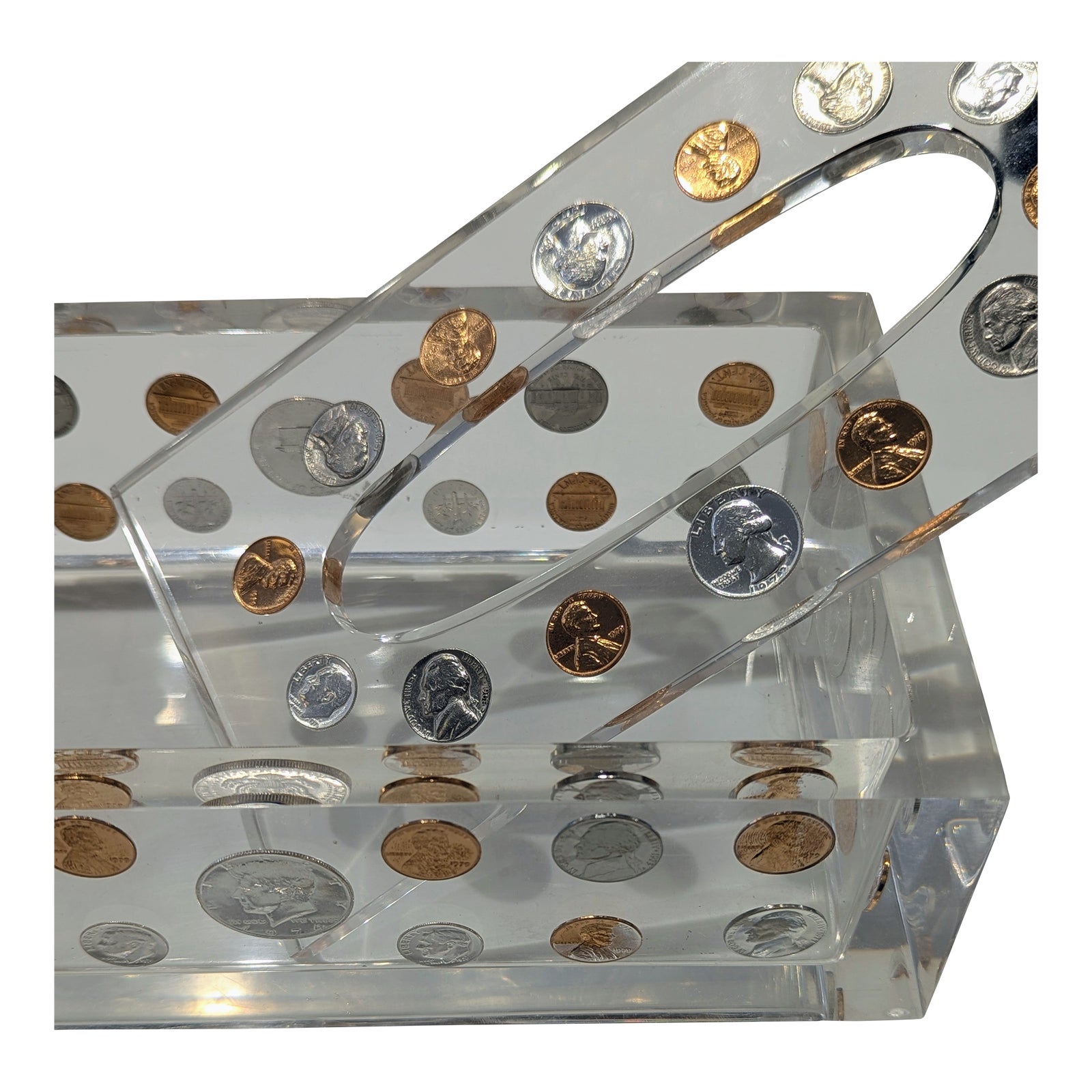 Lucite Coin Tissue Box Cover | Chairish