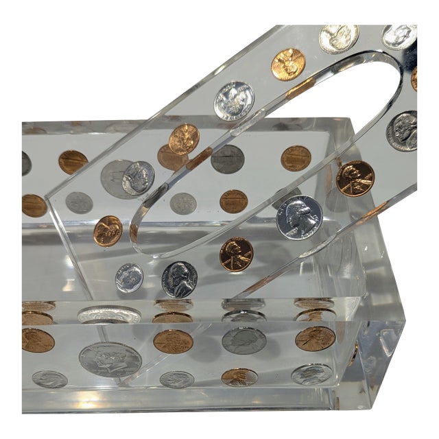 Lucite Coin Tissue Box Cover For Sale