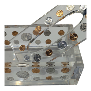Lucite Coin Tissue Box Cover
