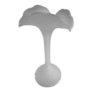 Art Nouveau Tiffany' Studio Style Jack in the Pulpit Hand Blown Uniflower Satin-Frosted Art Glass Vase For Sale