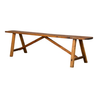 Antique Rustic Country French Farmhouse Harvest Pine Primitive Bench For Sale