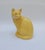 Yellow ceramic cat with faux crackle detail and cabochon necklace Decorated with gold necklace and eyes Marked under the...