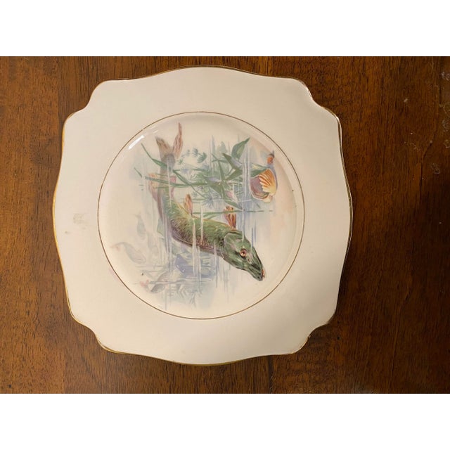 English Set of Four Early 20th Century Decorative English Plates With Fish By: A. J. Wilkinson For Sale - Image 3 of 7