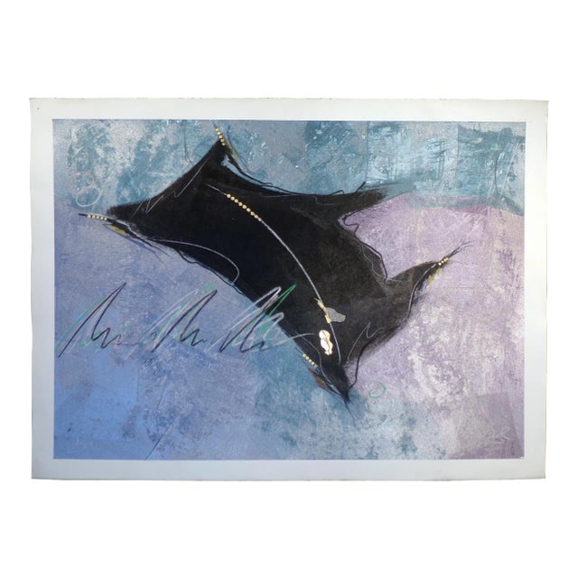 1980s "Sly II" Postmodern Mixed-Media Painting on Paper by Eric Waugh For Sale