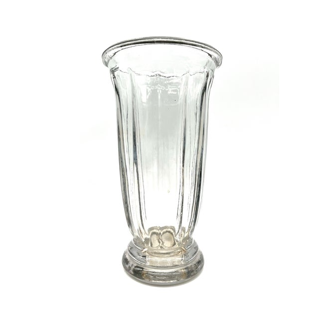 Bauhaus Vintage Art Deco Pressed Glass Vase by Pierre Davesn, 1930s For Sale - Image 3 of 16