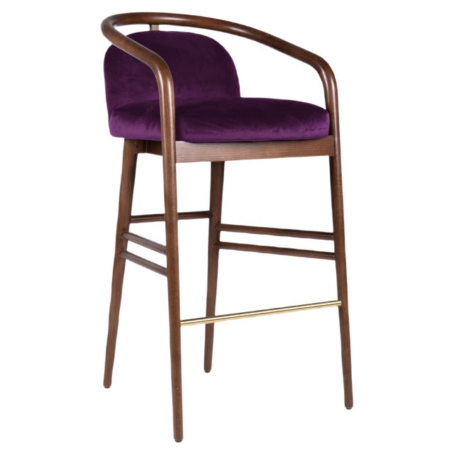 Essex Purple Velvet Bar Stool by Javier Gomez For Sale