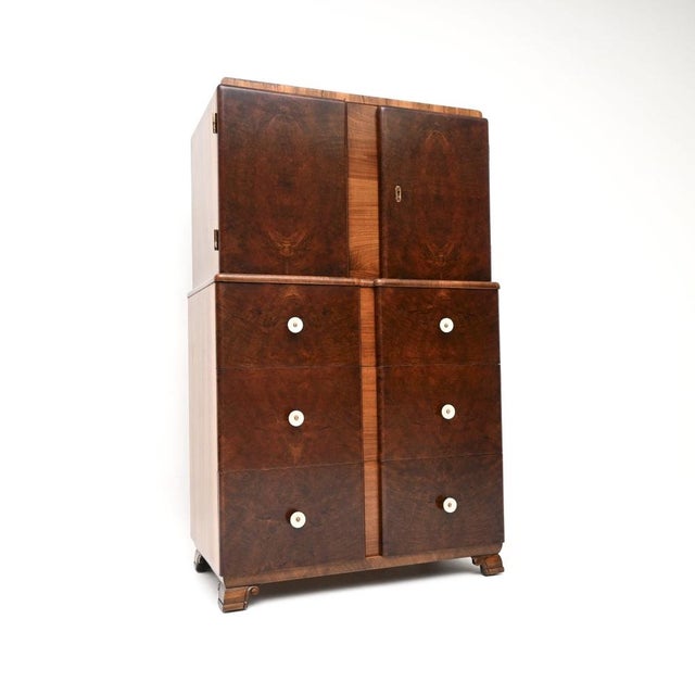 French Art Deco Burr Walnut Cabinet on Chest, 1930s For Sale - Image 11 of 11