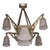 Cubist Art Deco Silvered Bronze & Relief Frosted Glass Chandelier by Daum Nancy For Sale - Image 9 of 9