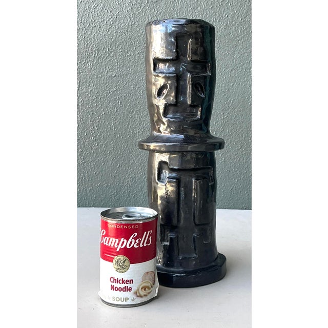 Ceramic Vintage Glazed Ceramic Cross Vase For Sale - Image 7 of 12