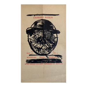 Leonard BaskinLeonard Baskin Woodblock Broadside Print Woodcut Vintage Poster in Red and Black, 1962