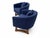 Mid-Century Club Chairs in Blue Chenille, a Pair For Sale - Image 4 of 6