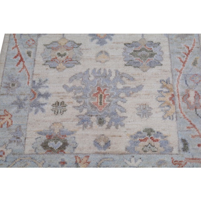 Turkish Oushak Hand Knotted Wool Rug, 3'x10' For Sale - Image 4 of 5